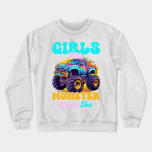 Cute Monster Truck Birthday Party Monster Truck gift for boys girls kids Crewneck Sweatshirt